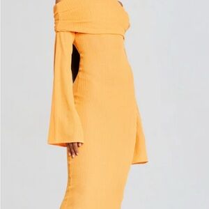 Tallulah Midi Dress, Off Shoulder Neckline and Bell Sleeves